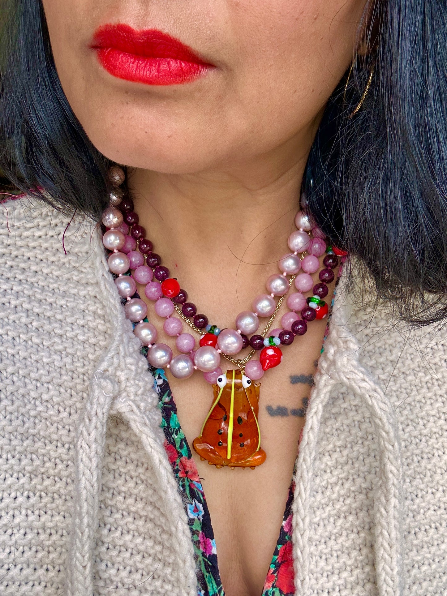 Gemstone Hopper Petal Necklace