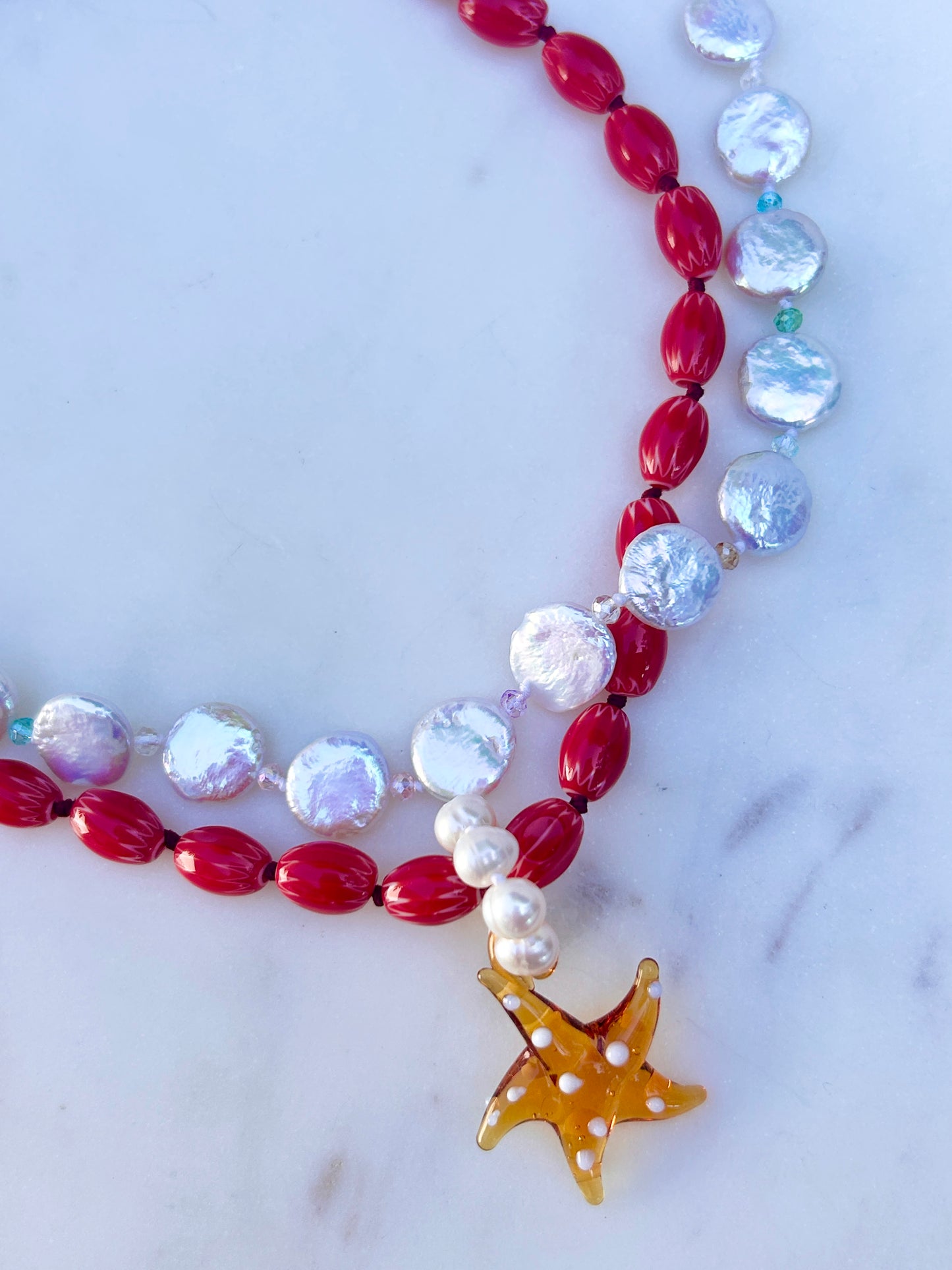 Sea Starlet Coral Necklace - One Of A Kind