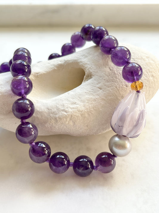 Enchanted Tulip Amethyst Necklace - One Of A Kind