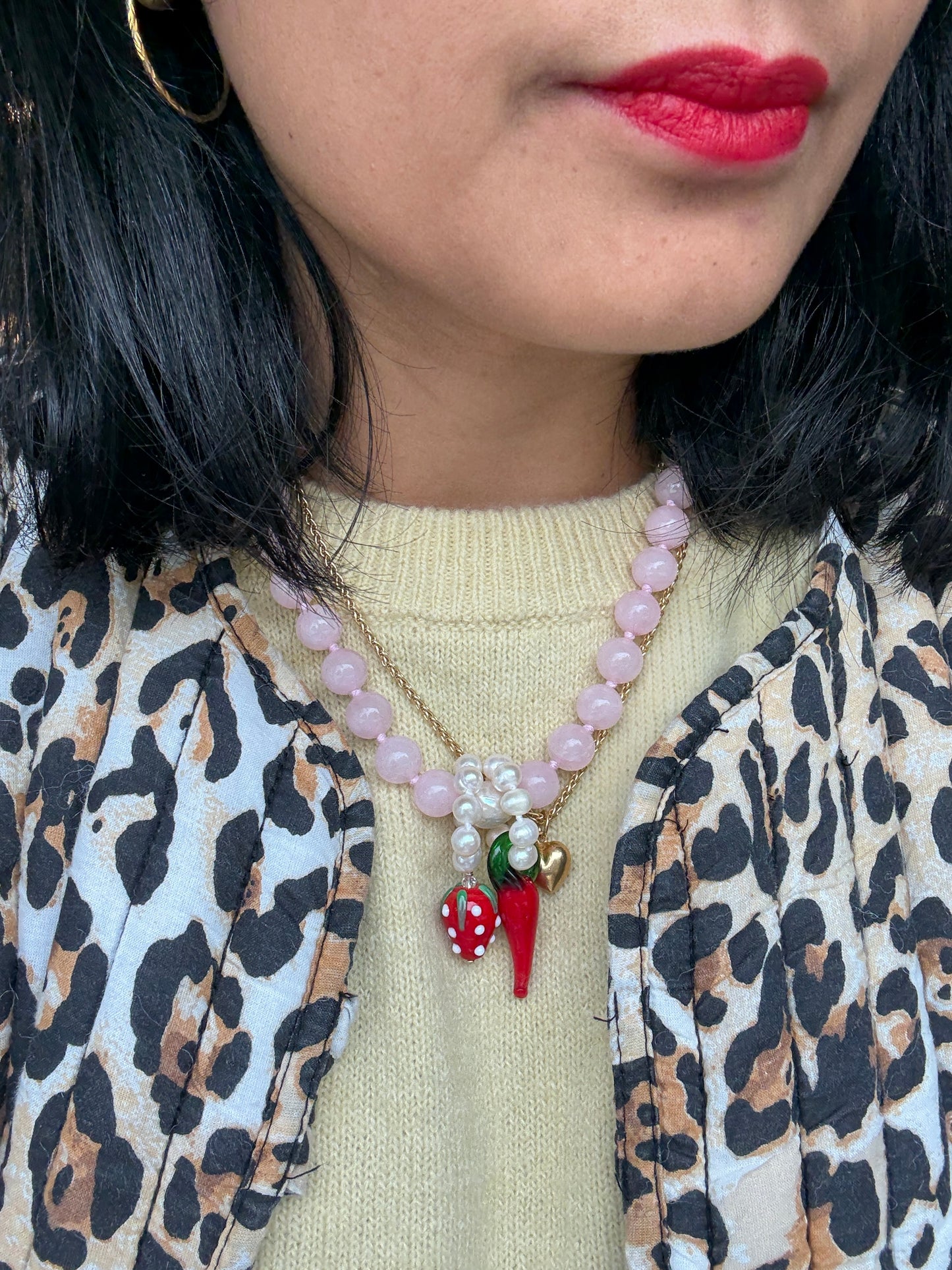 Rose Quartz O’Clock Necklace