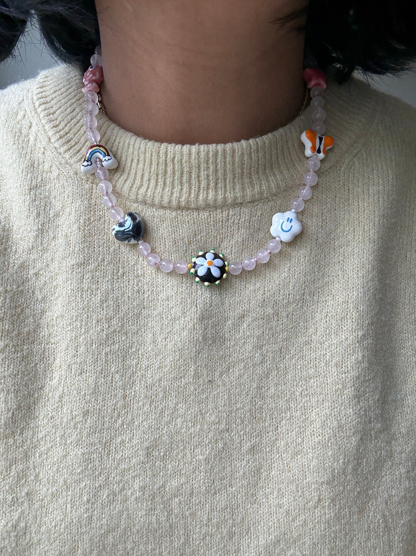 NEW Pinky Good Vibes Gem Necklace