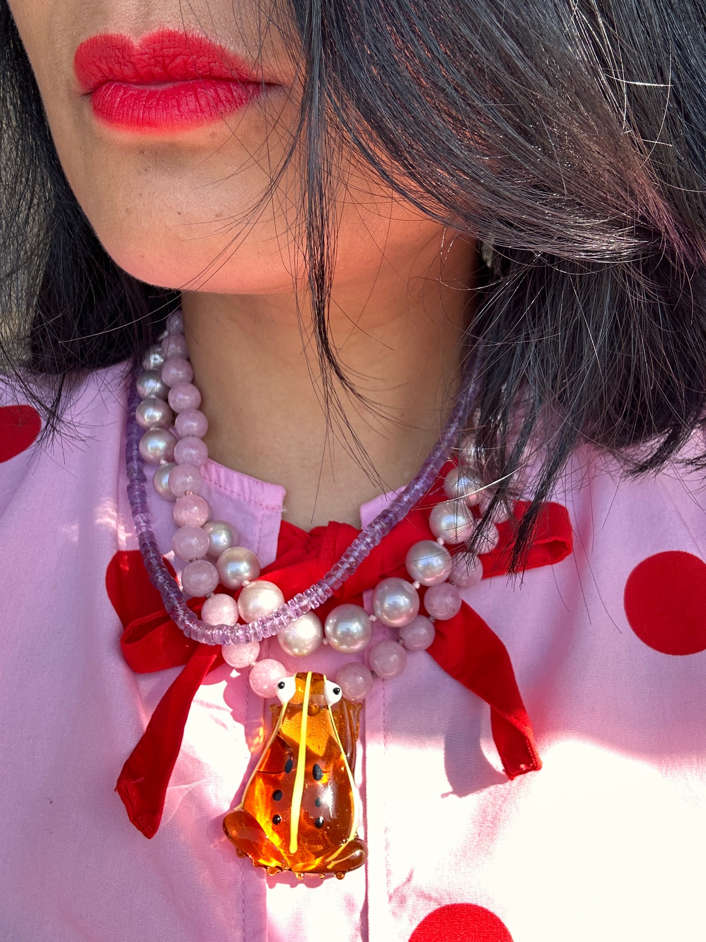 Gemstone Hopper Petal Necklace