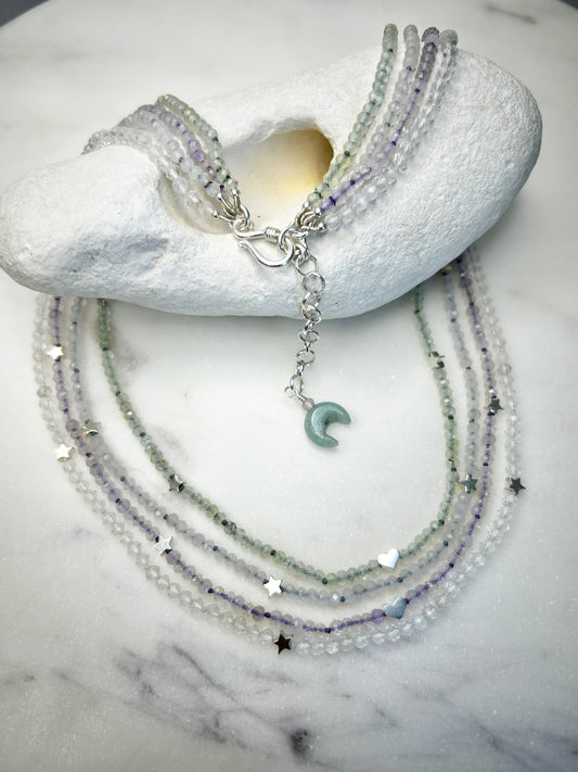 Layered With Cosmic Hearts Necklace - One Of A Kind