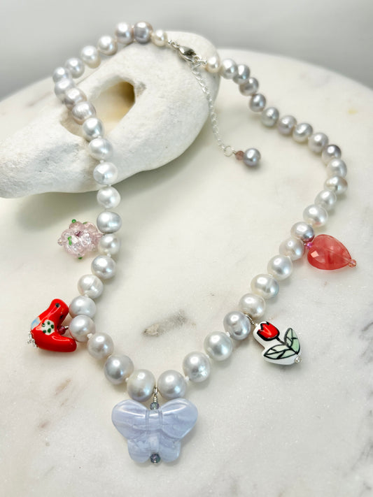 Wild Heart Garland Necklace Berry - One Of A Kind
