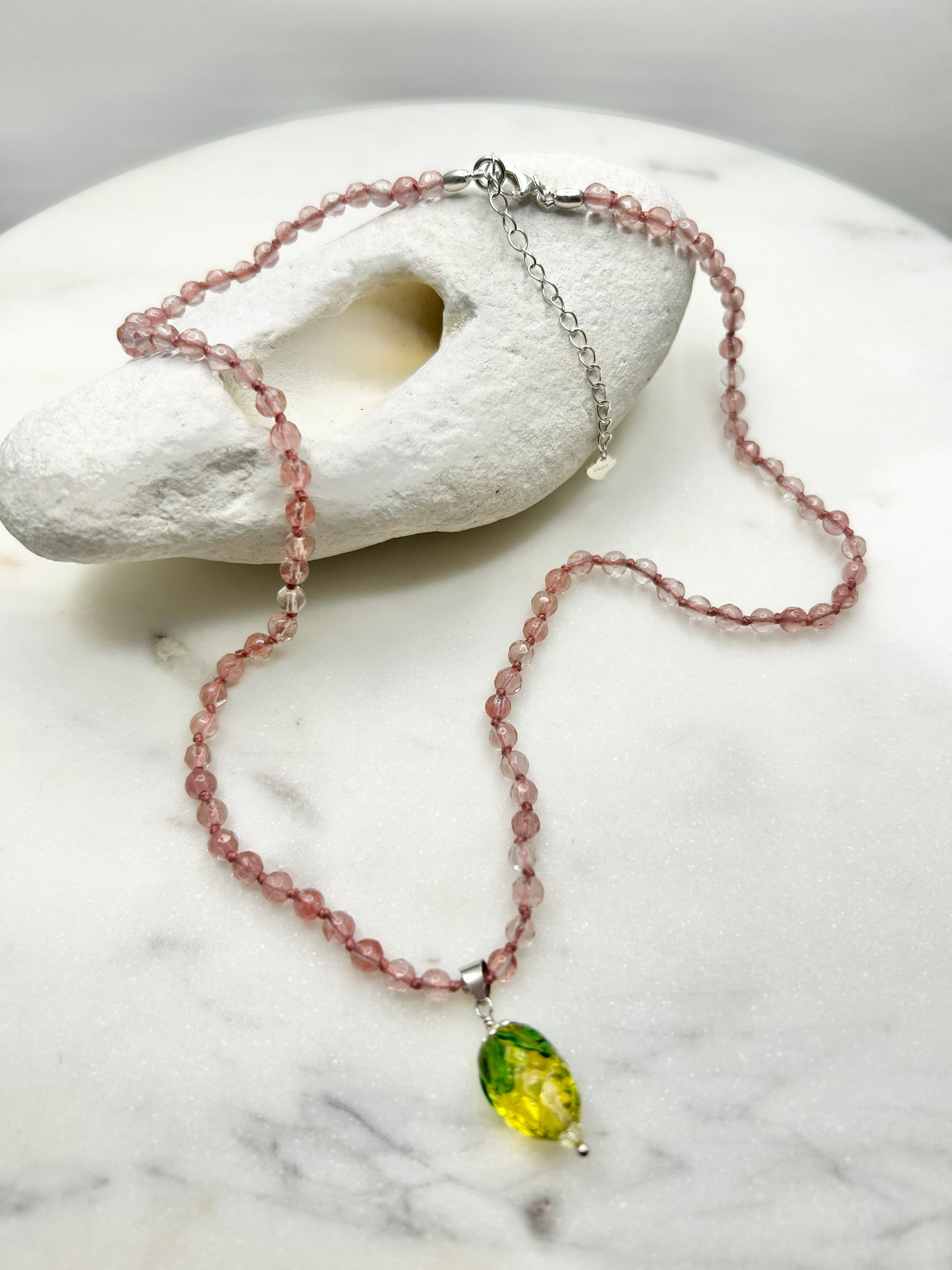 Fruit Gem Drops Strawberry Quartz Necklace - One Of A Kind