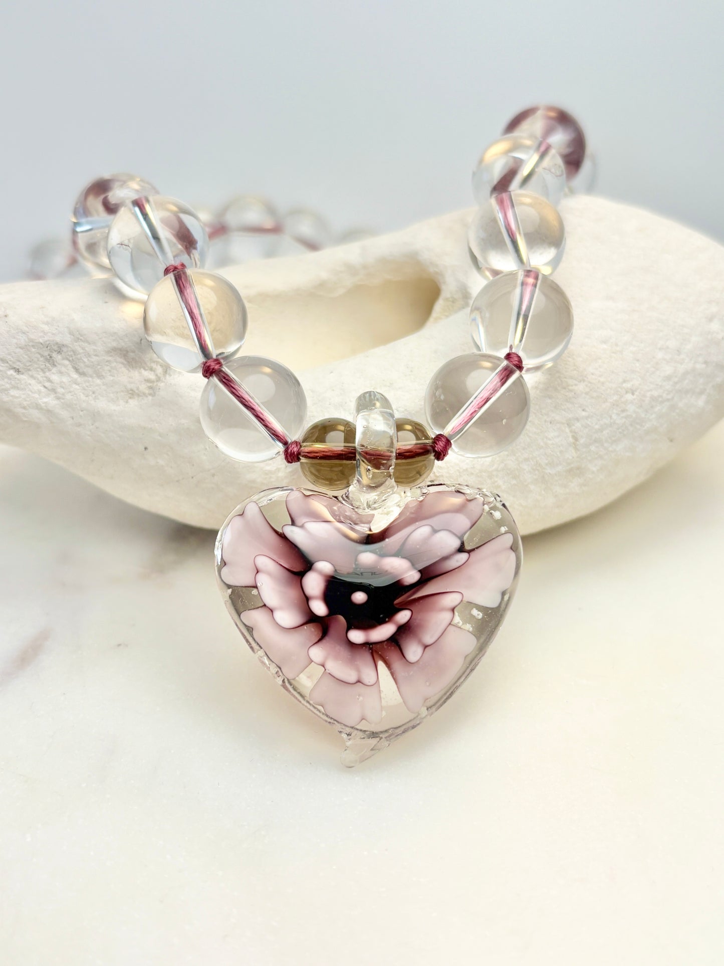Heart In Bloom Crystal Necklace - One Of A Kind