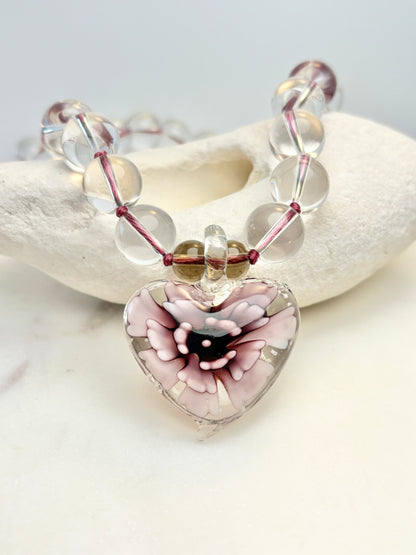 Heart In Bloom Crystal Necklace - One Of A Kind