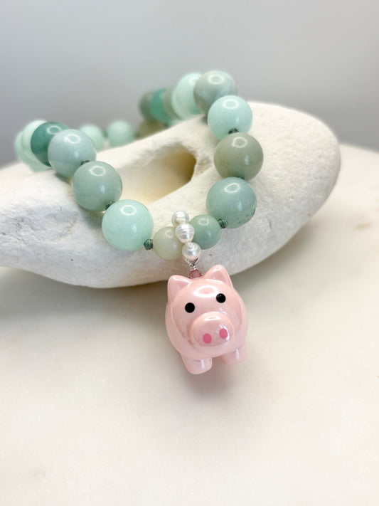 Mint Piggy Puff Necklace