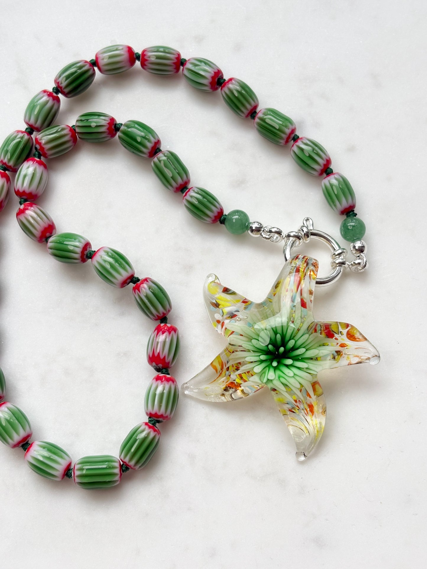 Celestial Star Burst Seafoam Necklace - Limited