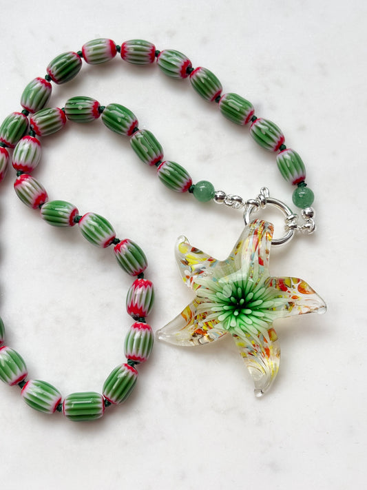 Celestial Star Burst Seafoam Necklace - Limited