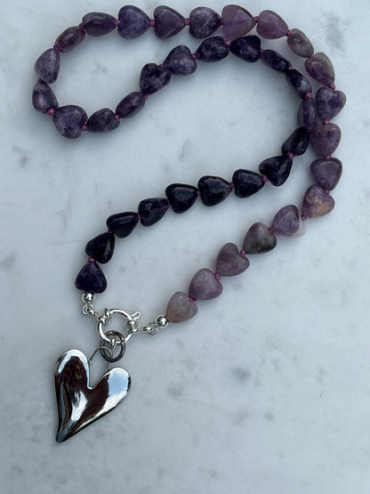 Violet Heart Confetti Necklace - One Of A Kind