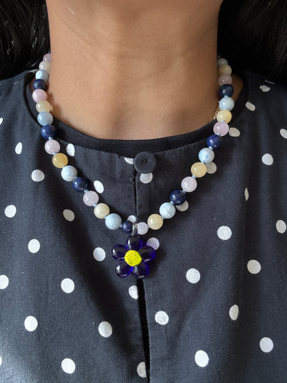 Flower Power Parade Cobalt Necklace