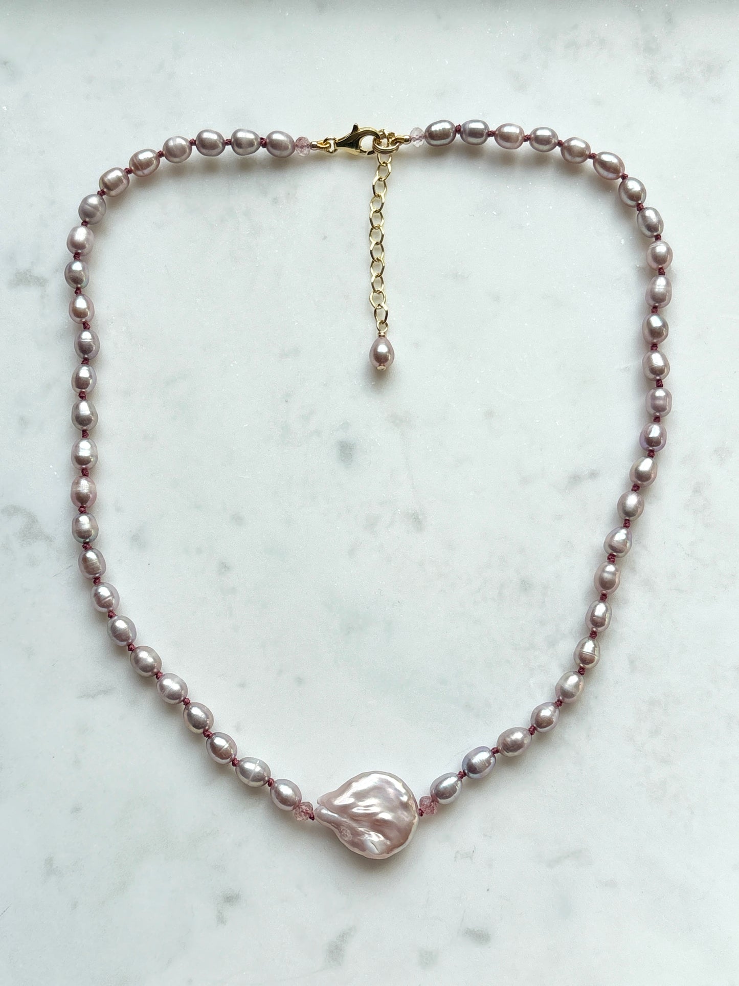 Pearly Baroque Embrace Rose Necklace