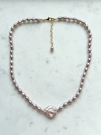 Pearly Baroque Embrace Rose Necklace