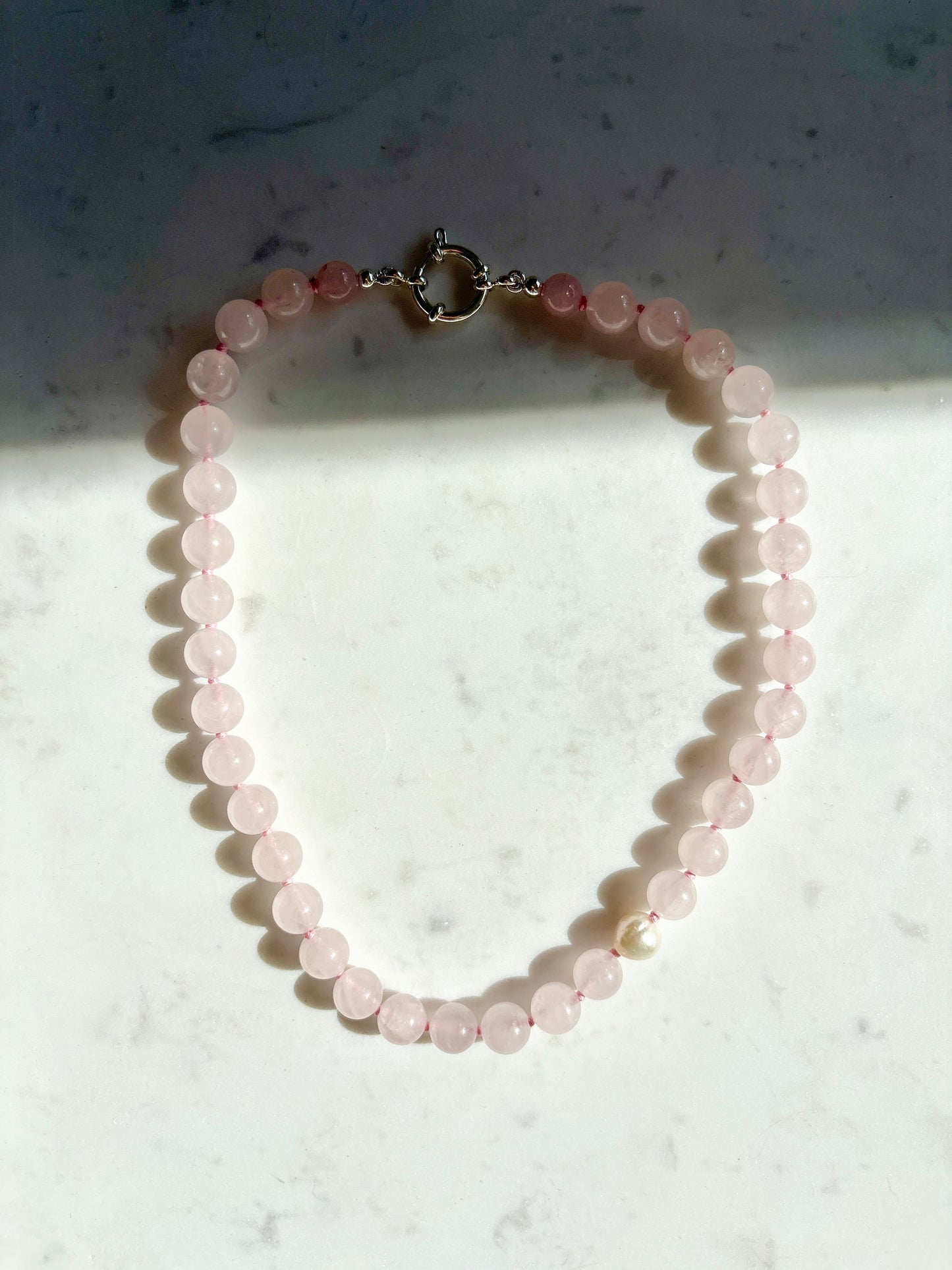 Rose Quartz O’Clock Necklace