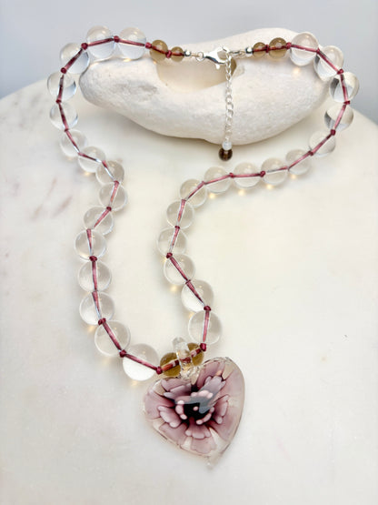 Heart In Bloom Crystal Necklace - One Of A Kind