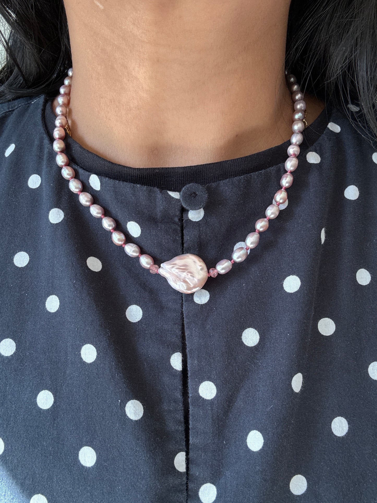 Pearly Baroque Embrace Rose Necklace