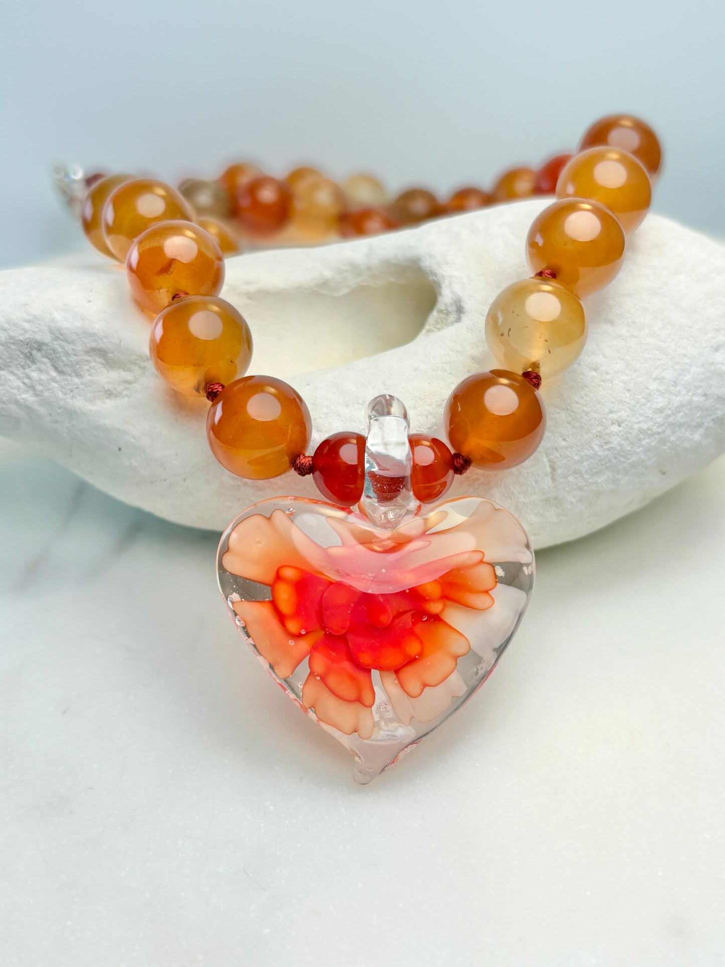 Heart In Bloom Wildfire Necklace - One Of A Kind
