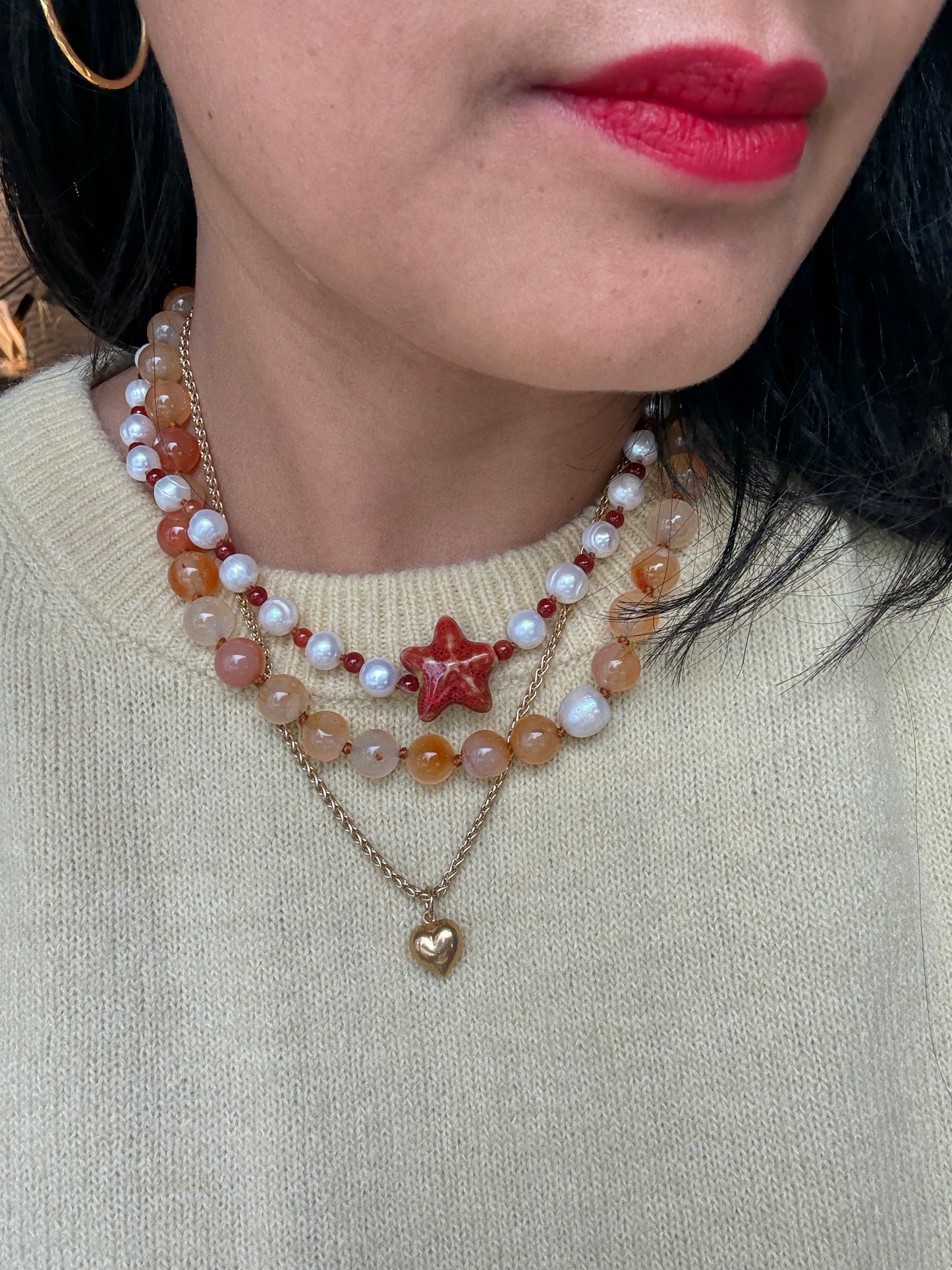 Red Agate O’Clock Necklace