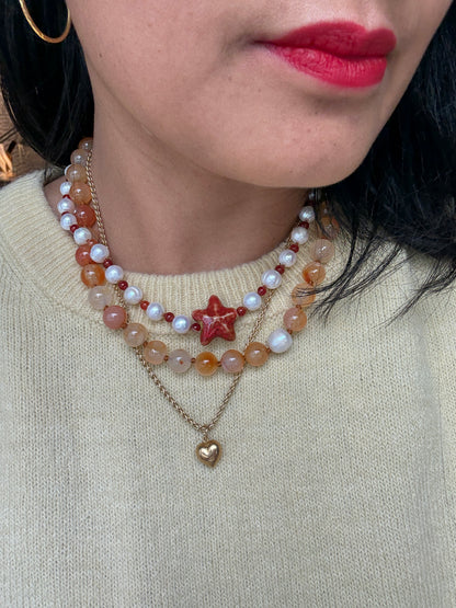 Red Agate O’Clock Necklace