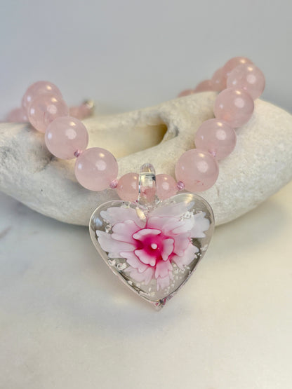 Heart In Bloom Blush Necklace - One Of A Kind