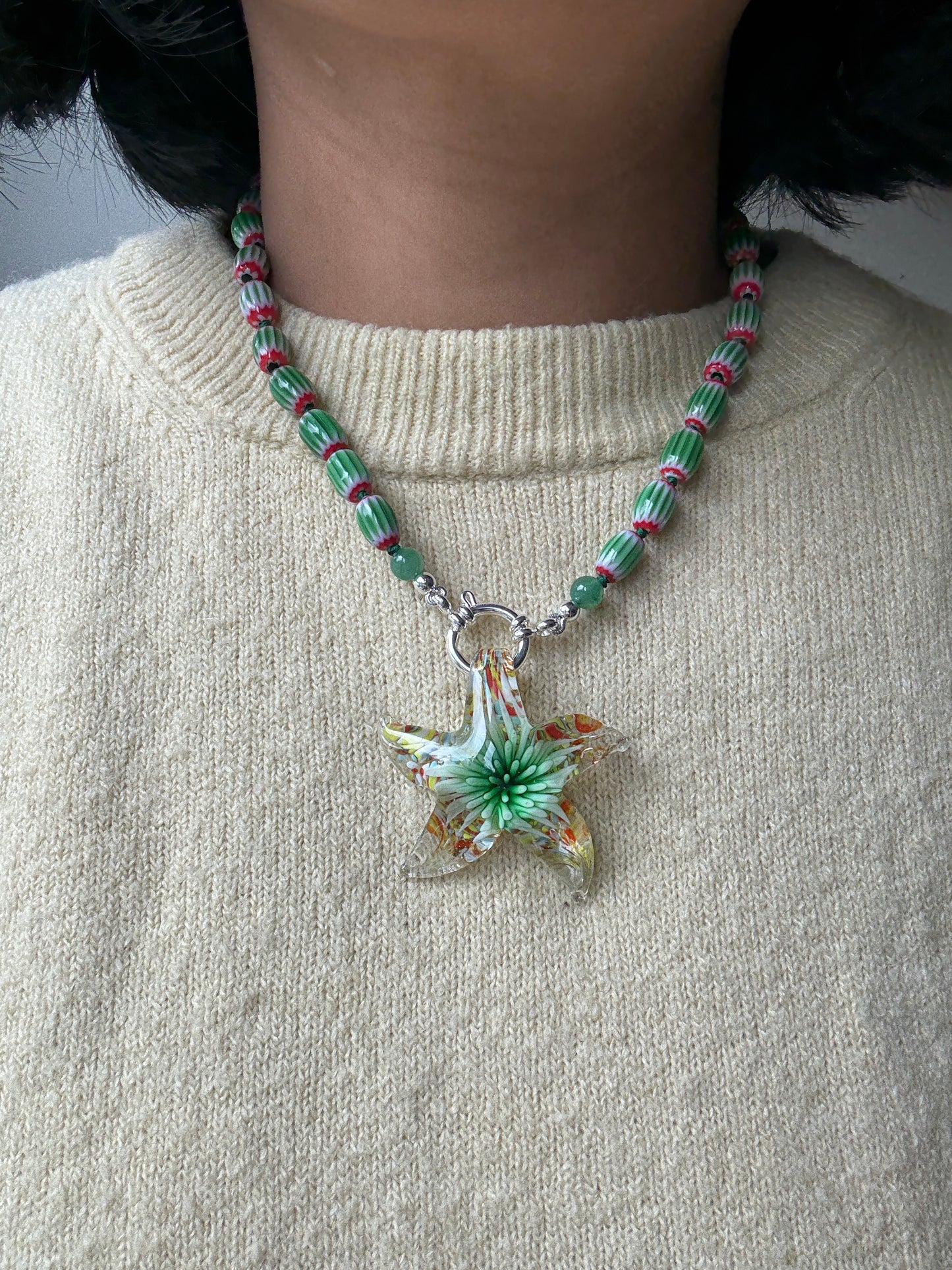 Celestial Star Burst Seafoam Necklace - Limited