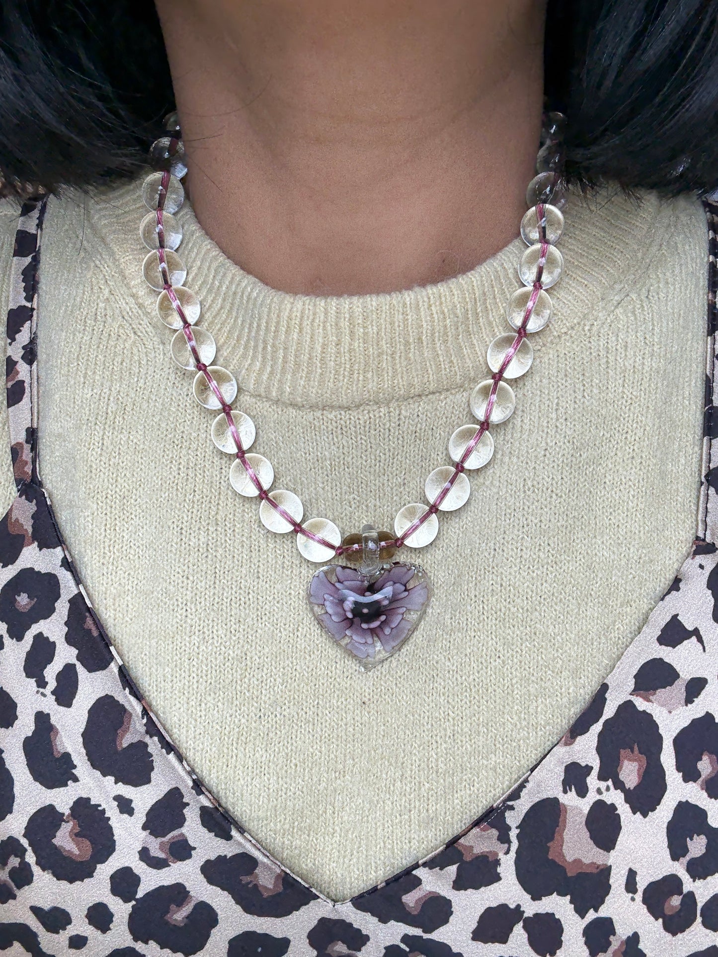 Heart In Bloom Crystal Necklace - One Of A Kind