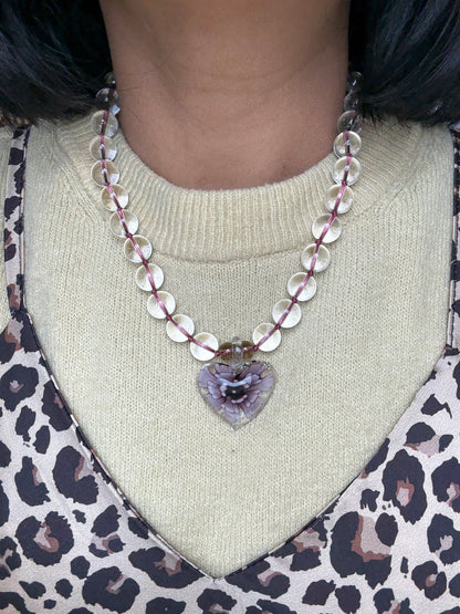 Heart In Bloom Crystal Necklace - One Of A Kind