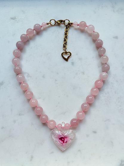 Heart In Bloom Blush Necklace - One Of A Kind