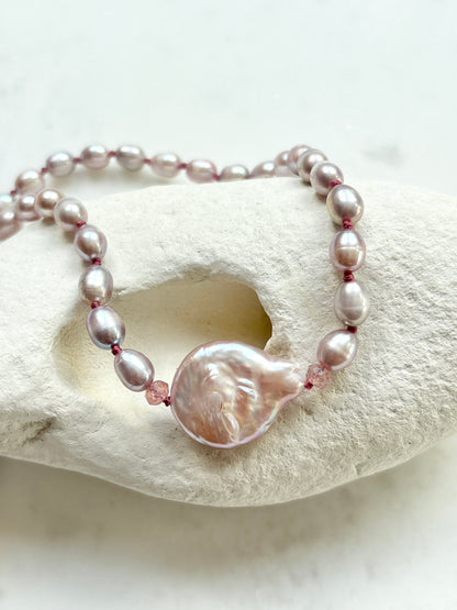 Pearly Baroque Embrace Rose Necklace