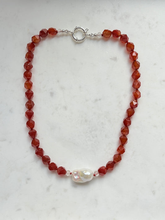 Star Cut Embrace Deluxe Carnelian Necklace - Limited