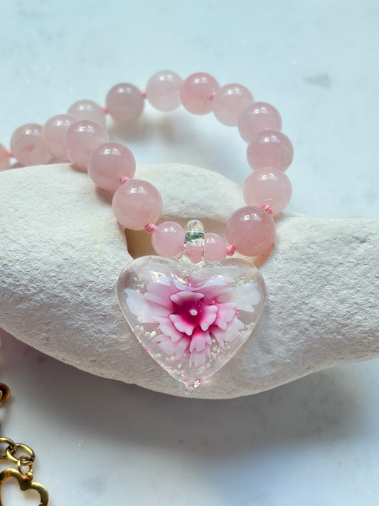 Heart In Bloom Blush Necklace - One Of A Kind