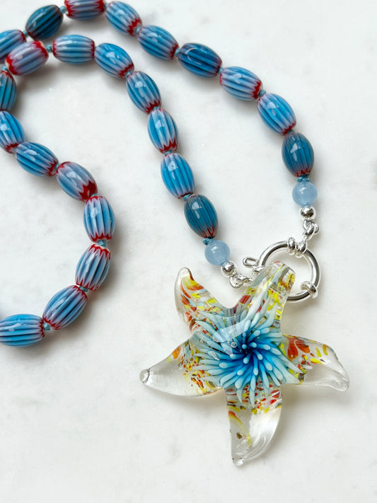 Celestial Star Burst Azure Necklace - Limited