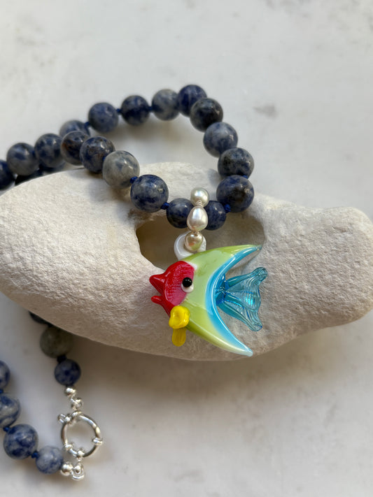 Blue Spot Reefer Necklace - One Of A Kind