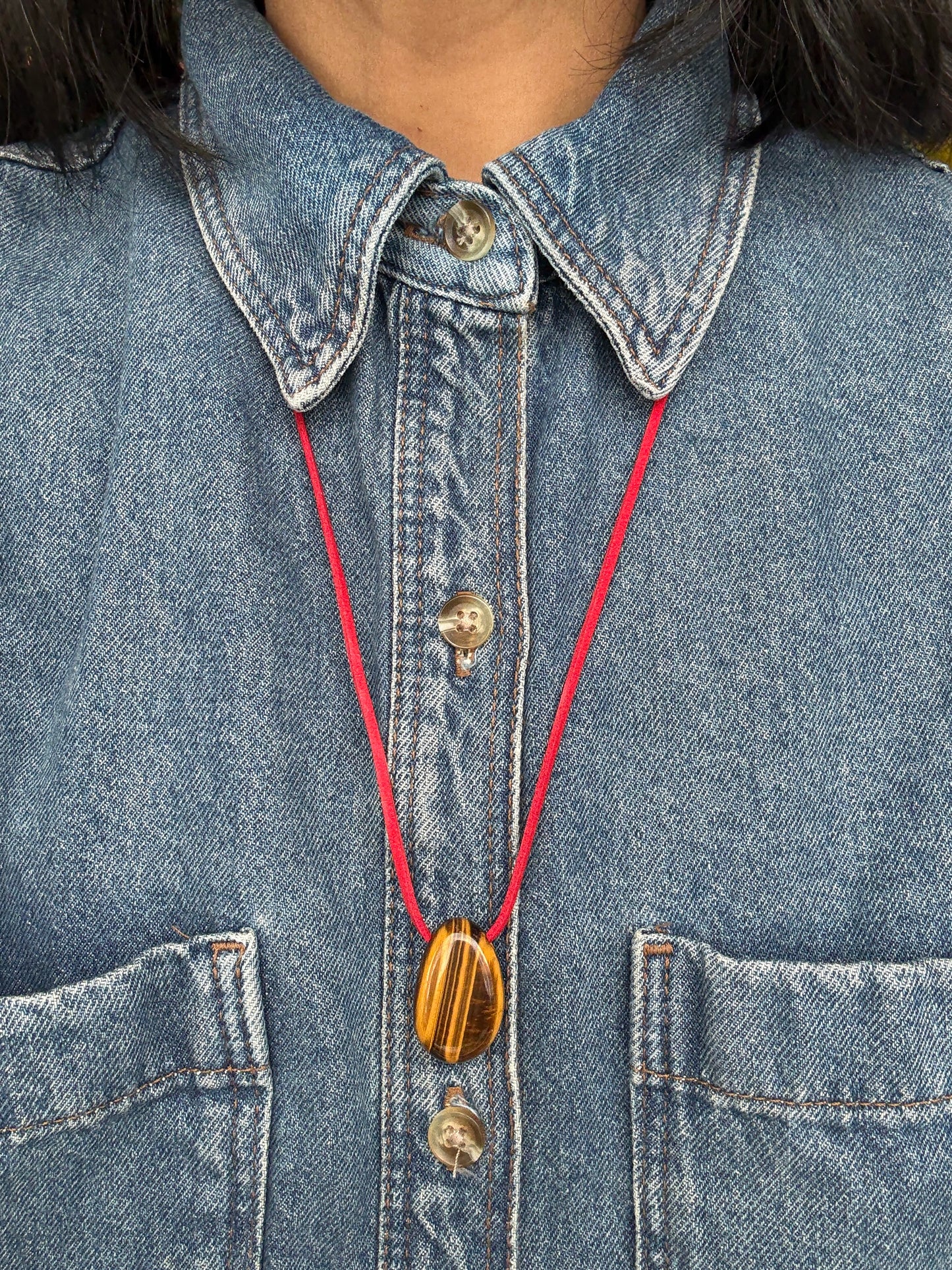 Tiger's Eye Pebble Pendant