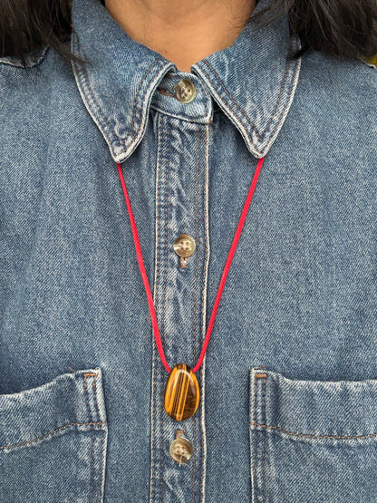 Tiger's Eye Pebble Pendant