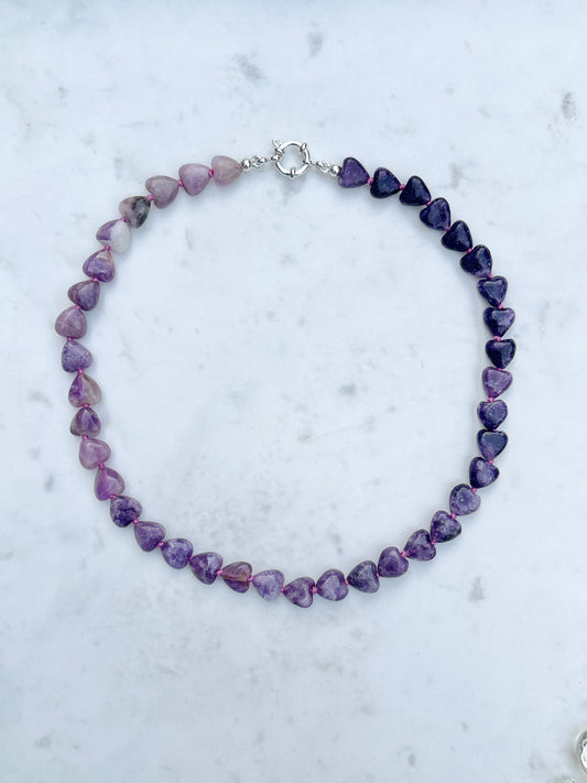 Violet Heart Confetti Necklace - One Of A Kind