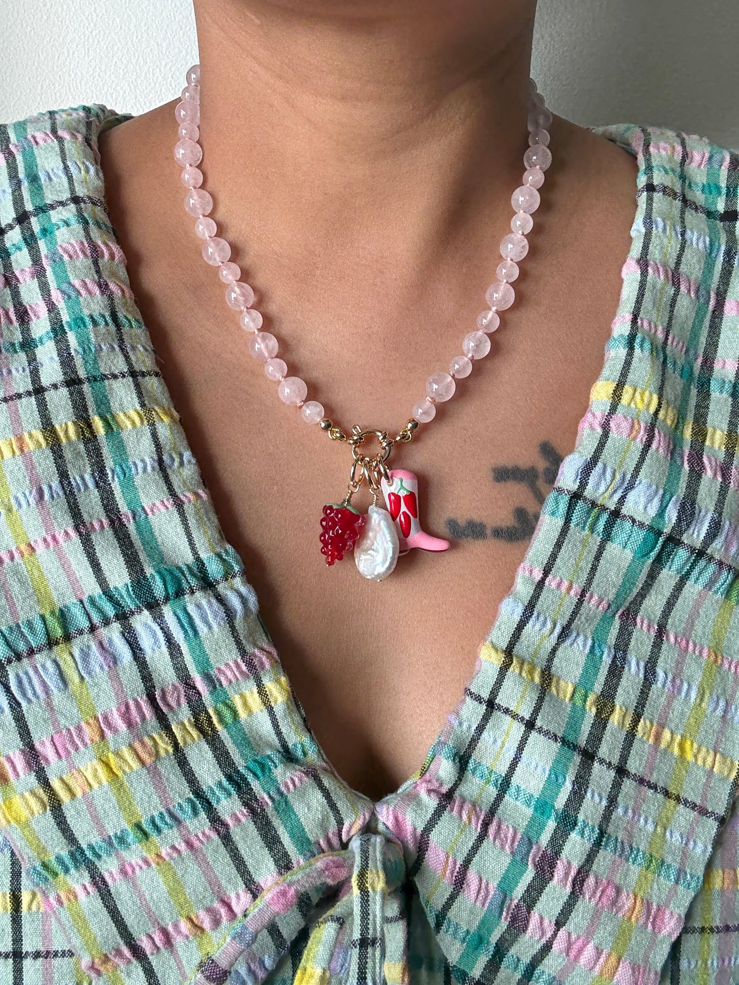 Bootiful Raspberry Bites Necklace