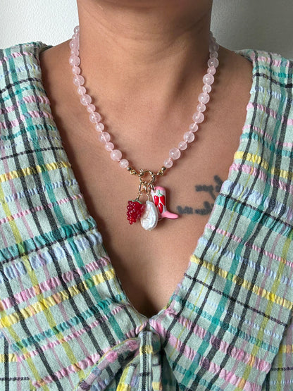 Bootiful Raspberry Bites Necklace