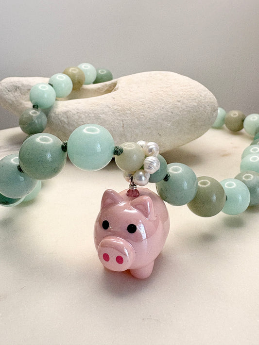Mint Piggy Puff Necklace