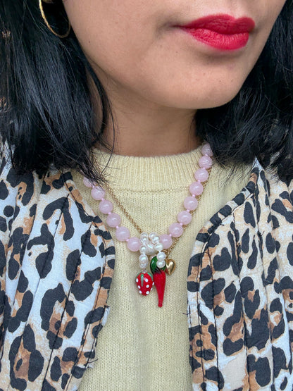 Rose Quartz O’Clock Necklace