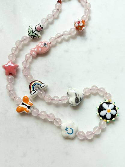 NEW Pinky Good Vibes Gem Necklace