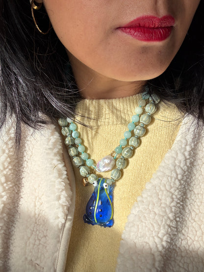 Whimsy Hopper Cobalt Necklace - One Of A Kind