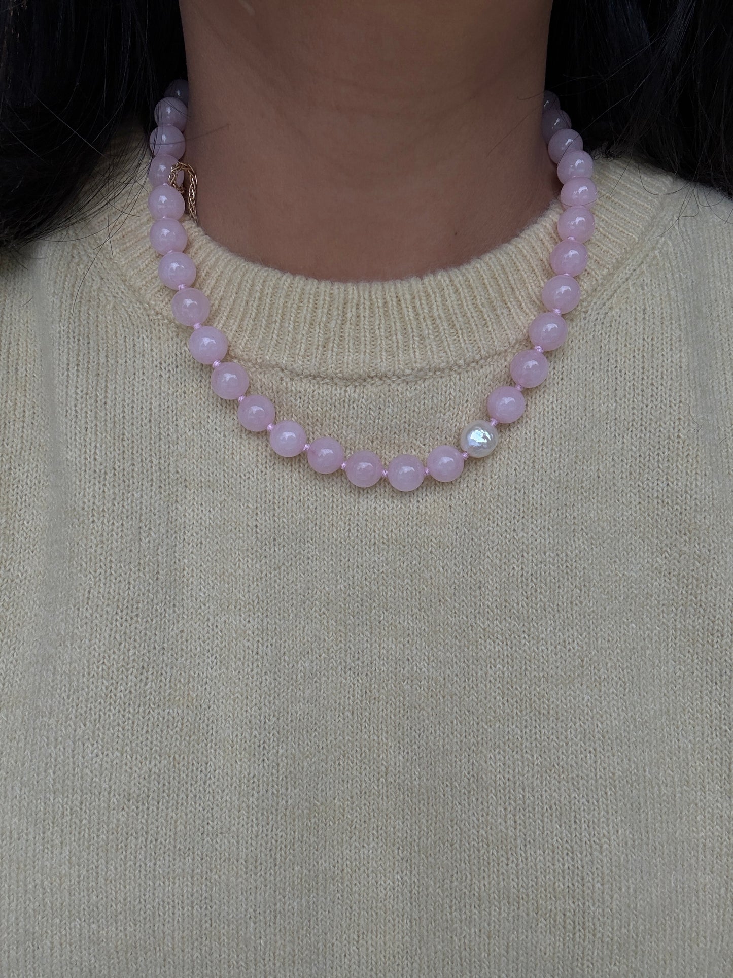 Rose Quartz O’Clock Necklace