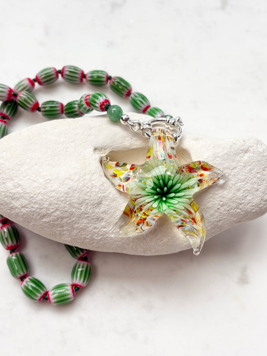 Celestial Star Burst Seafoam Necklace - Limited
