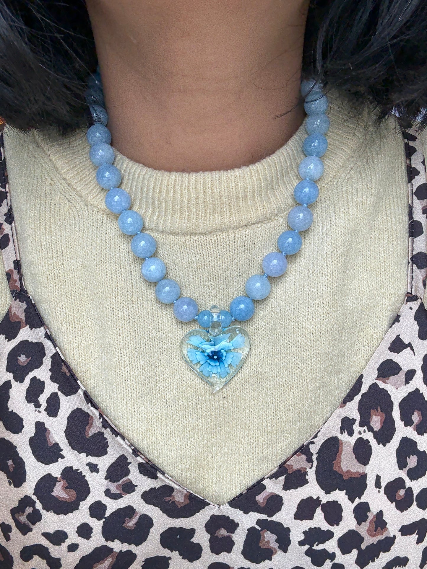 Heart In Bloom Sky Necklace - One Of A Kind