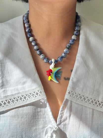 Blue Spot Reefer Necklace - One Of A Kind