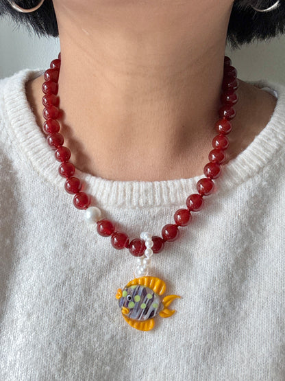 Red Carnelian O’Clock Necklace
