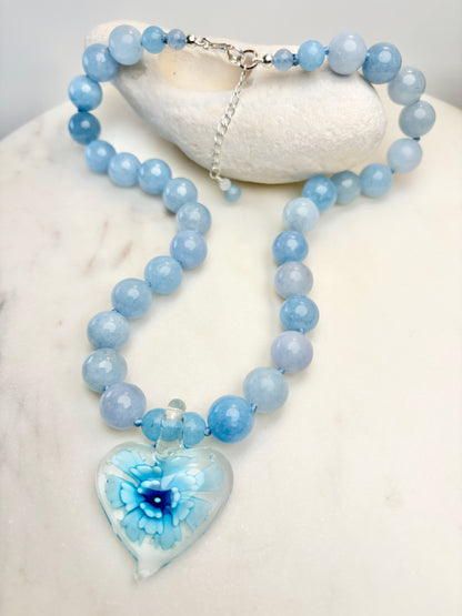 Heart In Bloom Sky Necklace - One Of A Kind