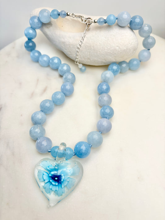 Heart In Bloom Sky Necklace - One Of A Kind